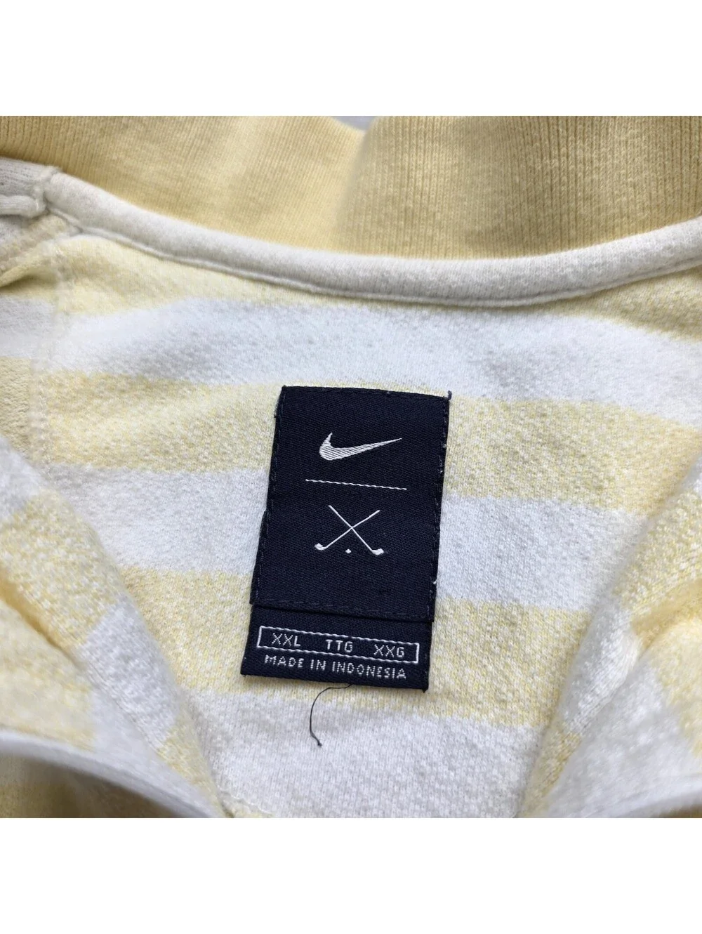 Vintage Nike Polo Shirt Men's XXL Terry Cloth 1/4 Zip Yellow Stripe 90s Y2K